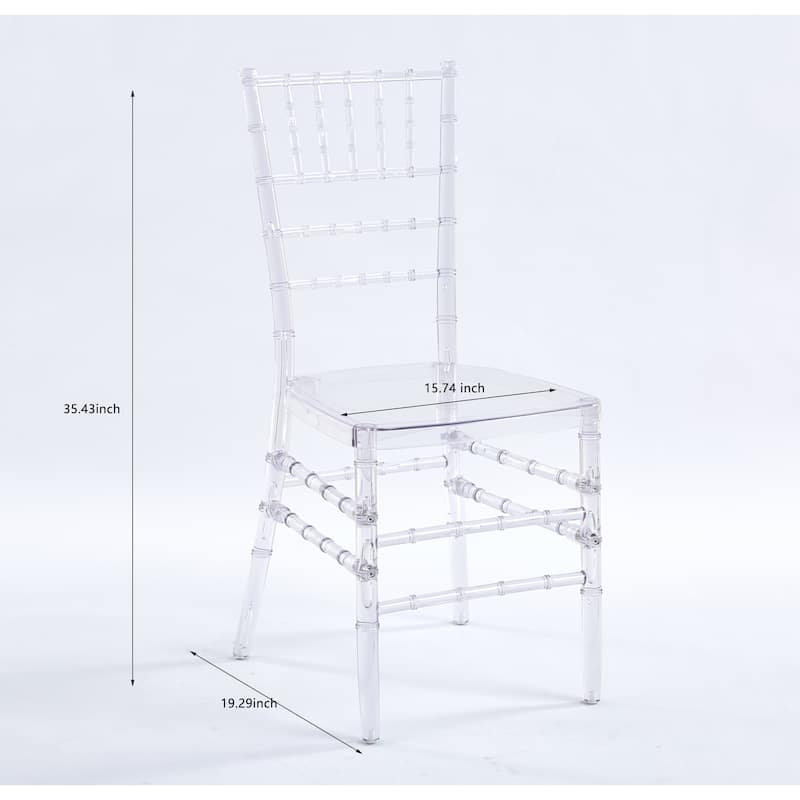 Modern 2 Piece Plastic Transparent Kitchen Dining Chair with Backrest for Dining Room Kitchen Living Room Bedroom