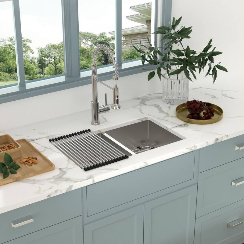 Kichae Double Bowl Kitchen Sink 28 inch 16 Gauge Undermount Kitchen Sink 50/50 - 28"x19"