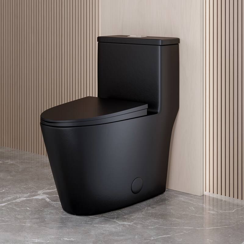 Dreux One Piece Elongated Dual Flush Toilet with 0.95/1.26 GPF - Matte Black