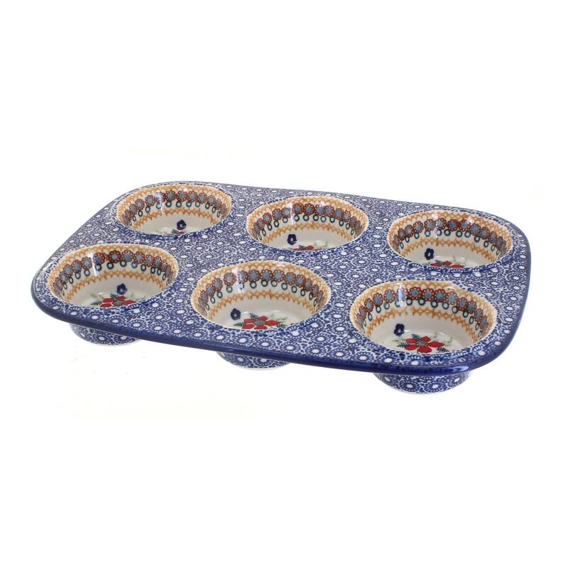 Blue Rose Polish Pottery F093 Manufaktura Muffin Pan