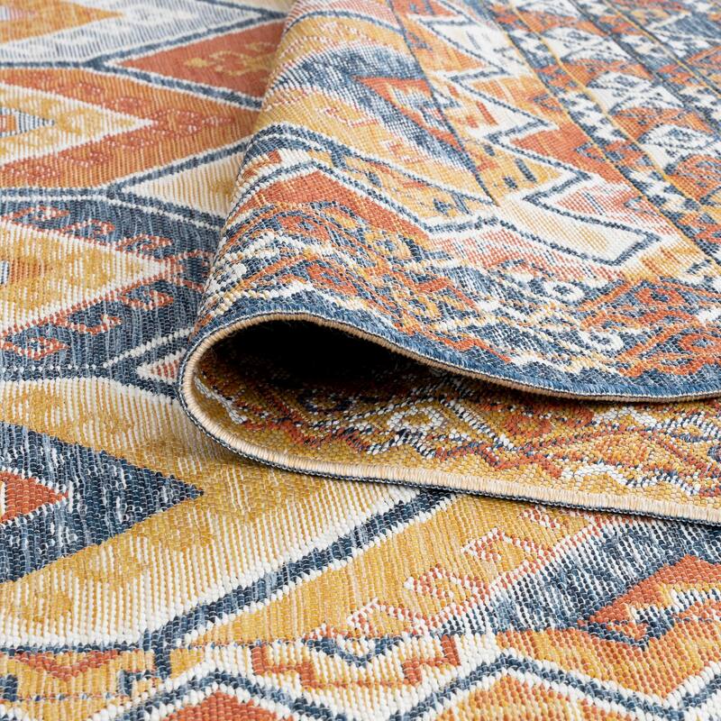 Alfresco Nautical & Coastal Geometric Reversible Indoor/Outdoor Area Rug