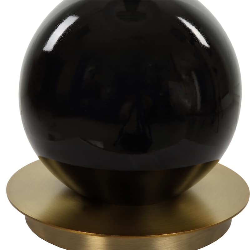 Uttermost Brielle Polished Black Table Lamp - 35"H, Shade 11"H x 16"Dia.