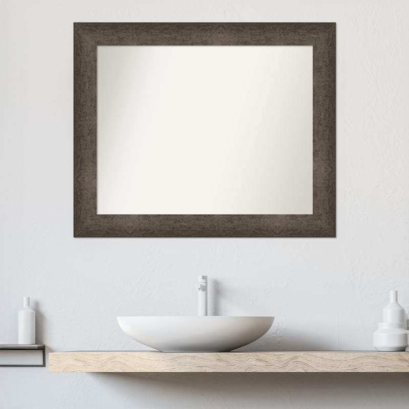 Dappled Non-Beveled Wood Framed Bathroom Vanity Wall Mirror