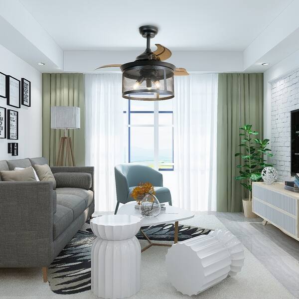 slide 1 of 6, Modern iron Chandelier Ceiling Fan with Remote