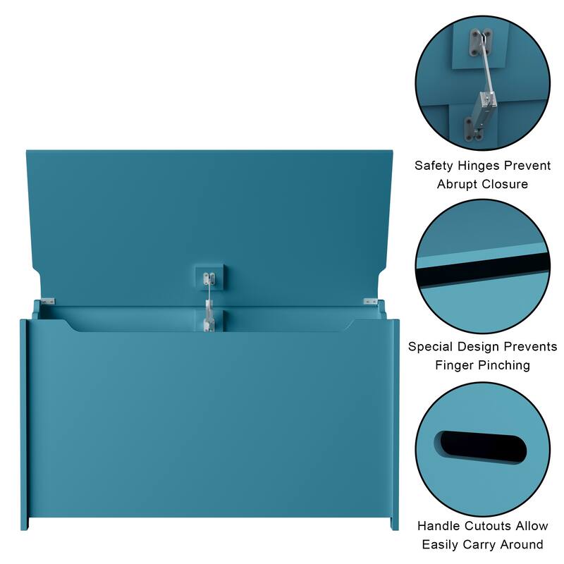 30" Kids Wooden Toy Box/Bench with Safety Hinged Lid