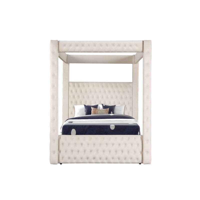 Monica Modern Style Crystal Tufted 4PC/5PC Vanity Bedroom Set Made with Wood