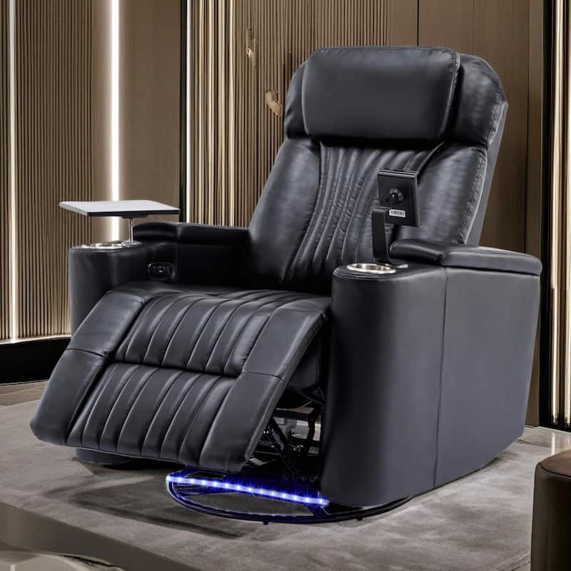 Multifunctional 270° Swivel Home Theater Power Recliner - Black