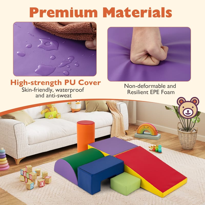 Gymax 6 PCS Kids Climber Play Set Indoor Foam Climb & Crawl Activity