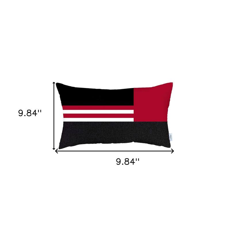 HomeRoots 12" X 20" Red Striped Zippered Handmade Polyester Lumbar Pillow Cover