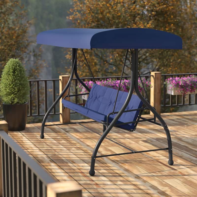 3-Seat Outdoor Steel Converting Patio Swing and Bed Canopy Hammock