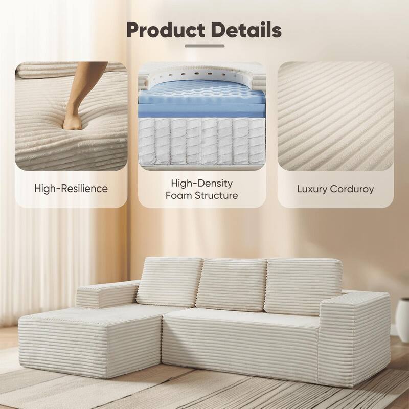 Indoor 108" Oversized Sofa Lounge Chair with Fluffy Comfy Cloud Couch