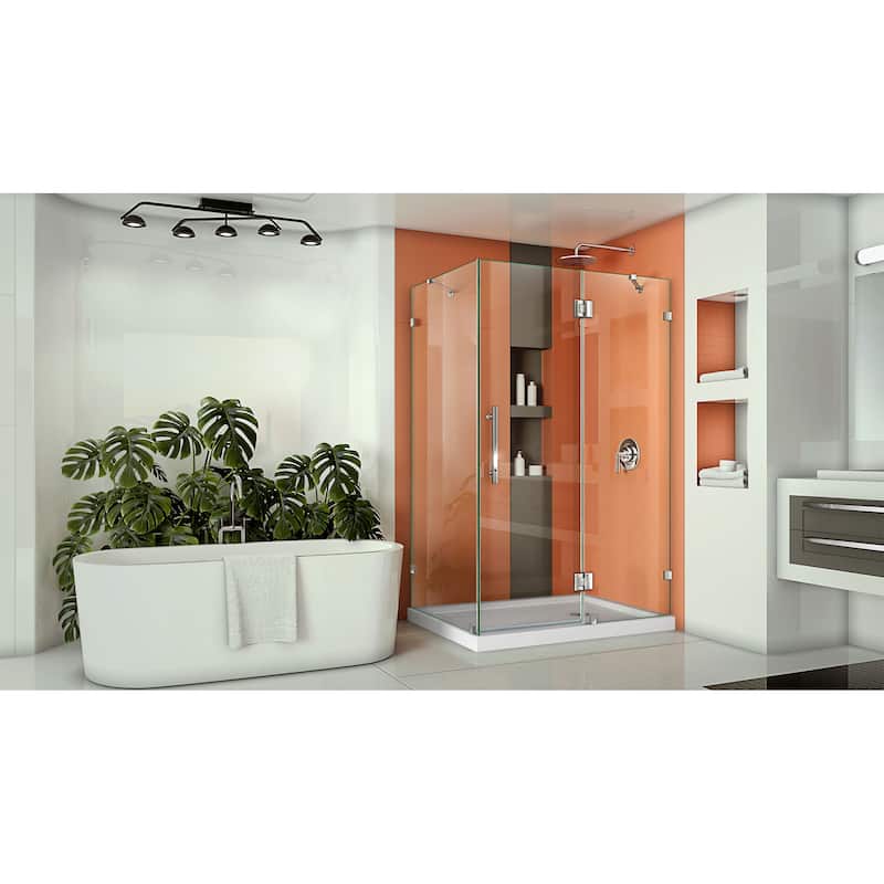 DreamLine Quatra Lux 34 1/4 in. D x 46 3/8 in. W x 72 in. H Hinged Shower Enclosure with Support Arms - 34.25" x 46.38"