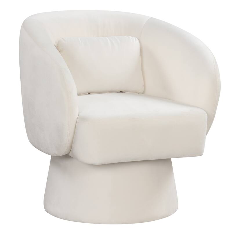 Gymax 2PCS Swivel Accent Chair w/ Back Removable Lumbar Pillow 360