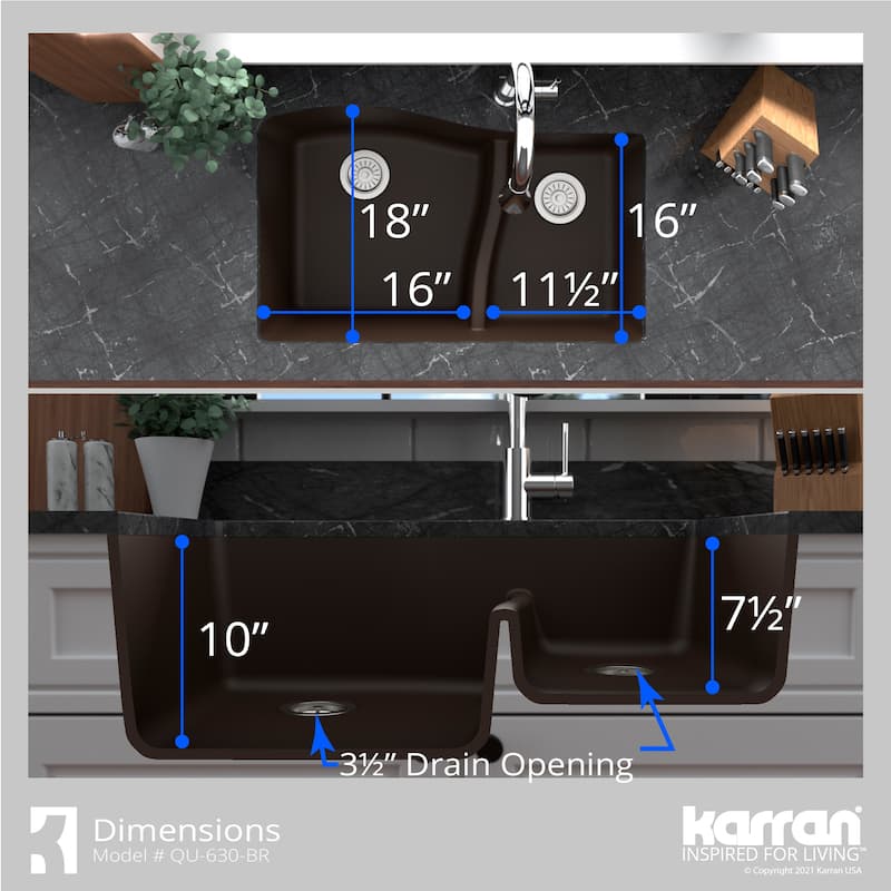 Karran Undermount Quartz Double-bowl Kitchen Sink
