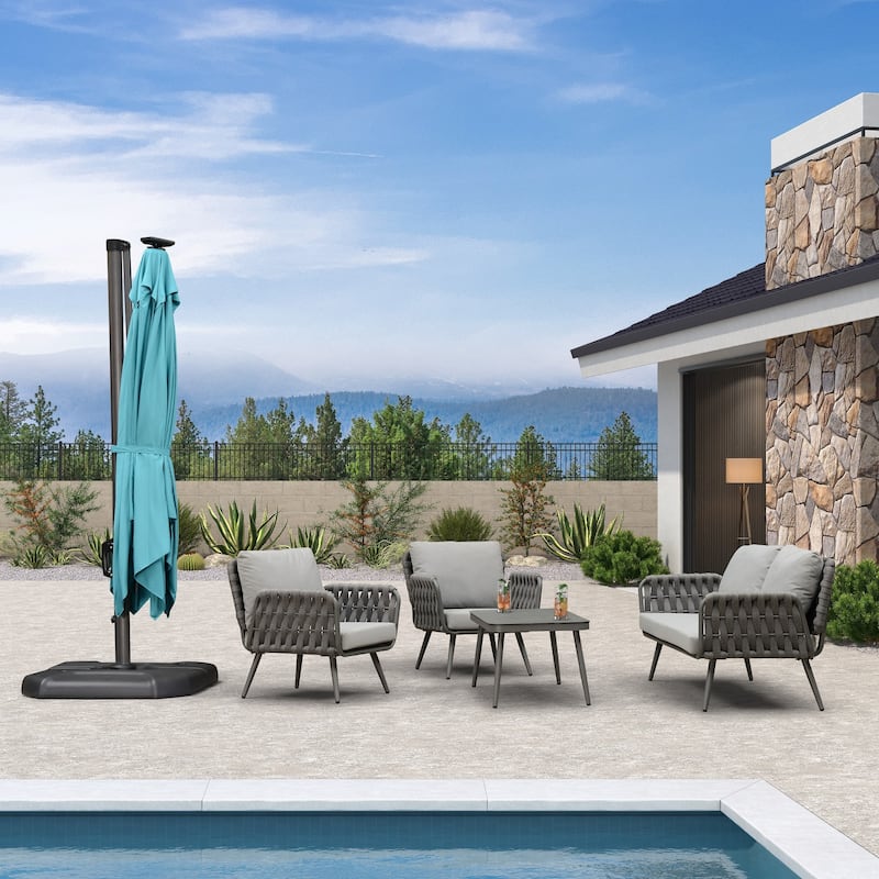 PURPLE LEAF 10 ft Square 360 Degree Rotation Patio Cantilever Umbrella