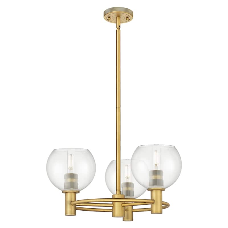 Innovations Lighting Downtown Urban - Crown Point - 3 Light 20" Athens Stem Hung Pendant - Brushed Brass/Clear Shade