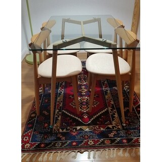 Shop Mid Century Modern Glass Dining Table with Foot Pad ...