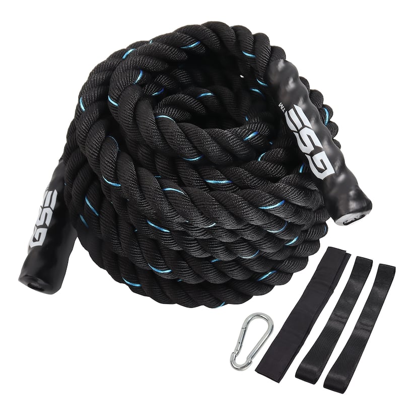 GSE™ 1.5"/2" Battle Rope with Anchor Strap, 30ft/40ft/50ft Gym Workout Battle Ropes for Indoor/Outdoor Workouts - 2"x40'