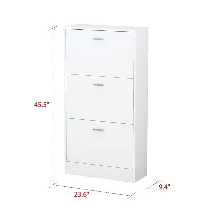 23.6"W Trendy Shoe Storage Cabinet with 3 Large Fold-Out Drawers