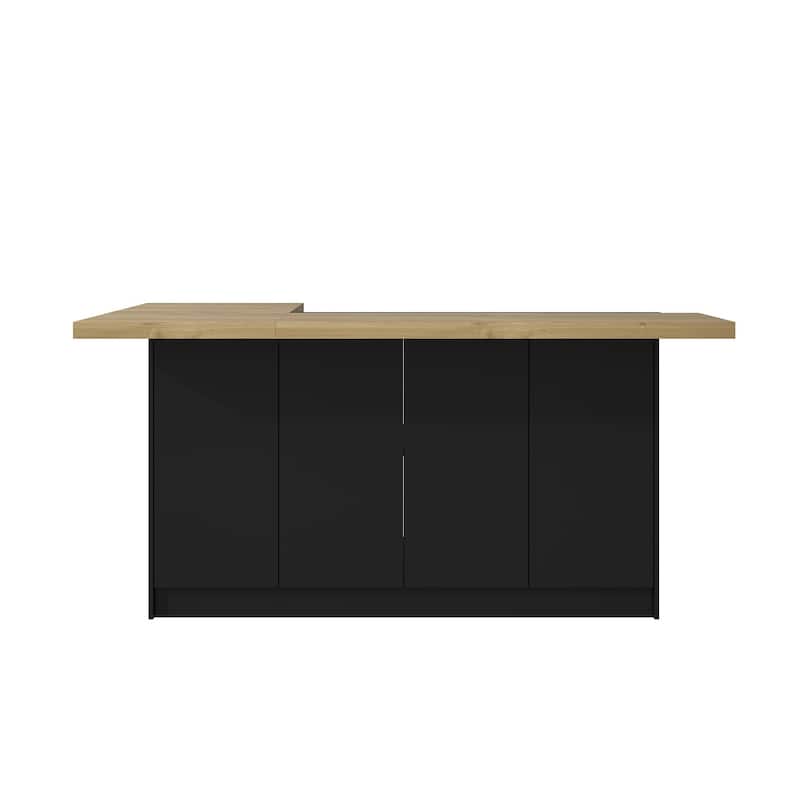 Multifunctional Kitchen Island Sociable Dining Breakfast Bar Table - 77.3"x38"