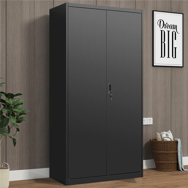 70 Black Metal Storage Cabinets with Doors and Hanging Rod Bed Bath Beyond 42366735