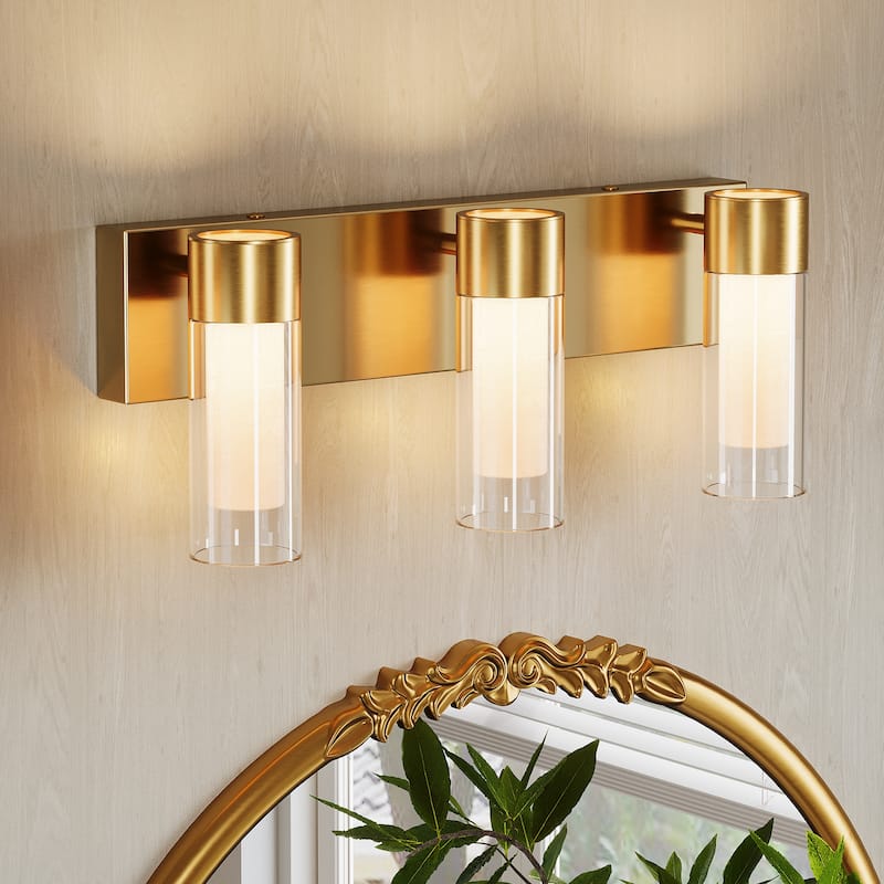 3-Light Vanity Lights Over Mirror, Wall Sconces with Clear Glass Shades for Bathroom Hallway Bedroom
