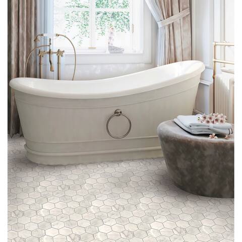 Apollo Tile 5 Pack White 10.6-in x 12.2-in Honed Hexagon Marble Wall and Floor Tile (4.49 sq ft/case)