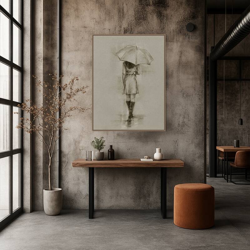 Rainy Day Rendezvous No. 1 by Ethan Harper Framed Canvas Wall Art Print