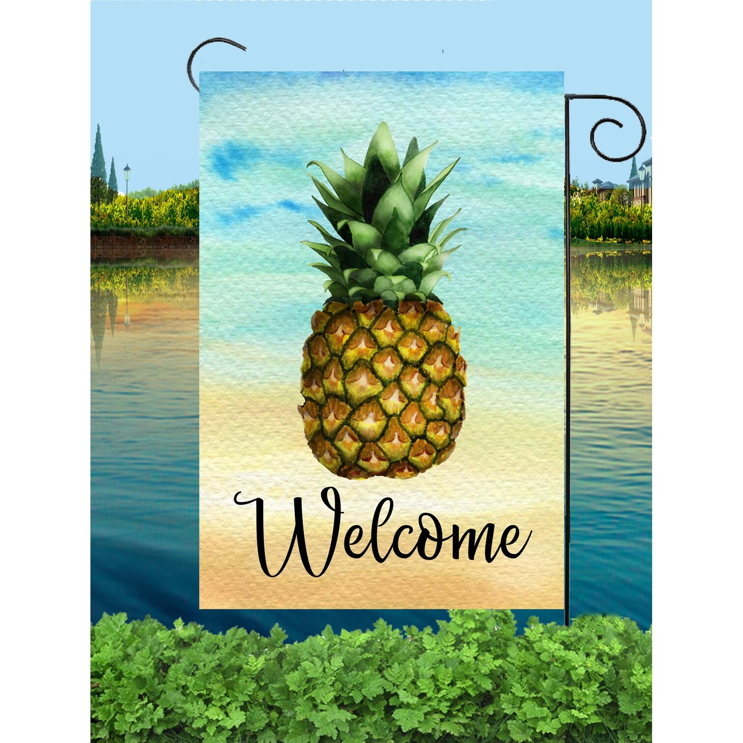 Shop Vibrant Pineapple Designed Welcome Sign Decorative Rectangular Garden Flag 18 X 12 Overstock 32211670