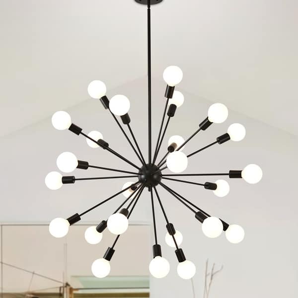 slide 2 of 18, Sputnik Chandelier Mid Century Modern Brushed Nickel Chandeliers Industrial 24-Light Starburst Pendant Light 24Light-40.76in