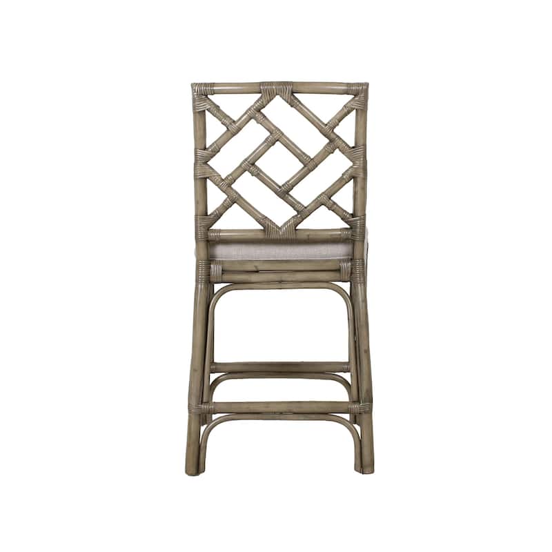 Natural Rattan Handmade Chippendale Single Cushioned Bar Stool by East at Main