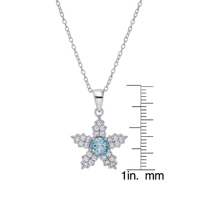 Victoria Townsend .925 Sterling Silver Blue Topaz & Lab White Sapphire Snowflake Pendant