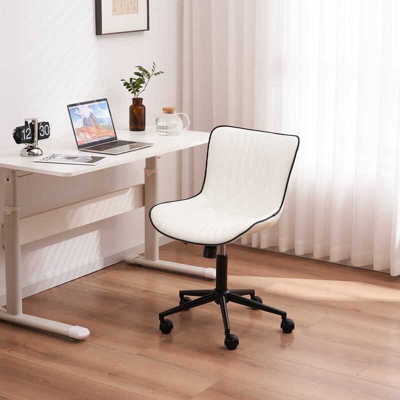 Armless Office Chair Swivel Home Office Desk Chairs with Wheels