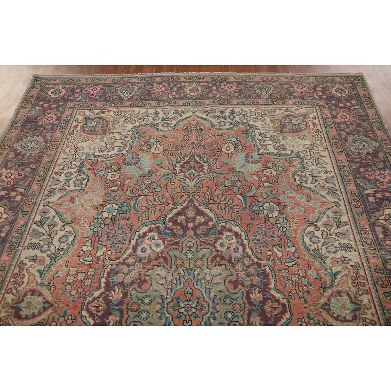 Tabriz Persian Vintage Area Rug Handmade Wool Carpet - 6'7" x 9'6"