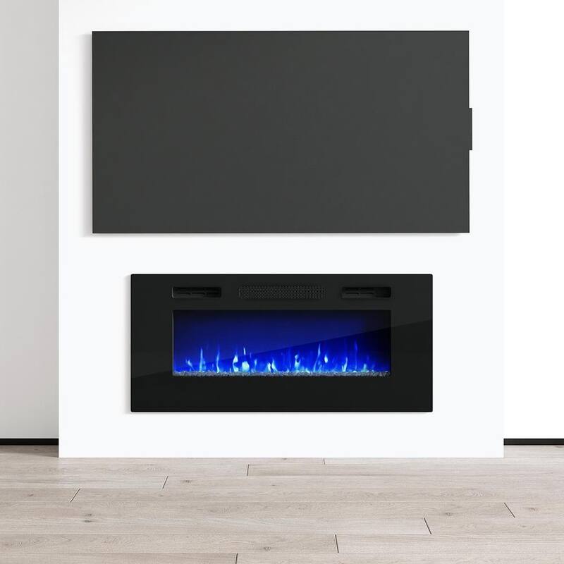 EFire1 40-inch Recessed Wall-mounted Electric Fireplace Heater - Black