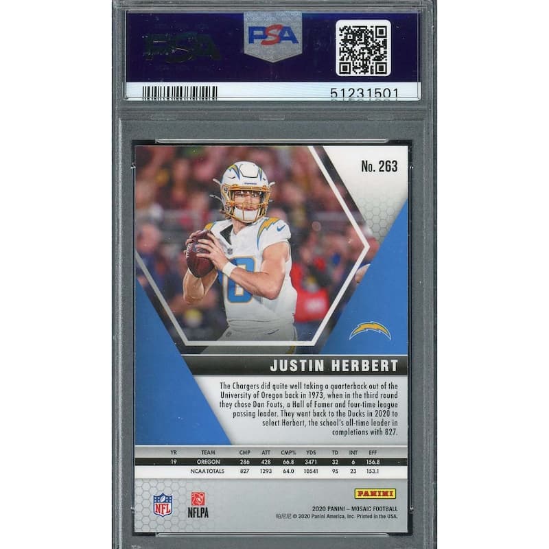 Justin Herbert 2020 Panini Mosaic Football Rookie Card #263 PSA 10 - 8'6" x 11'6"