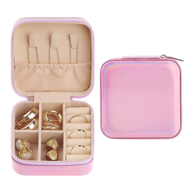 Travel Jewelry Box for Women Girl's Birthday Gifts, Small Portable PU Leather Jewelry Organizer Case Storage Display Holder