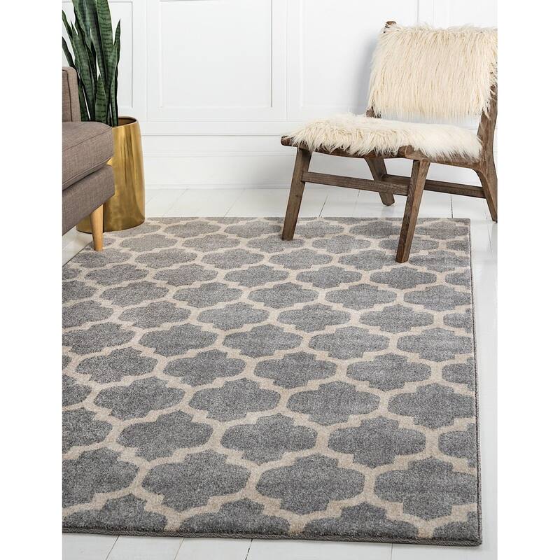 Contemporary Akiva Collection Area Rug - 10' Square - Light Gray