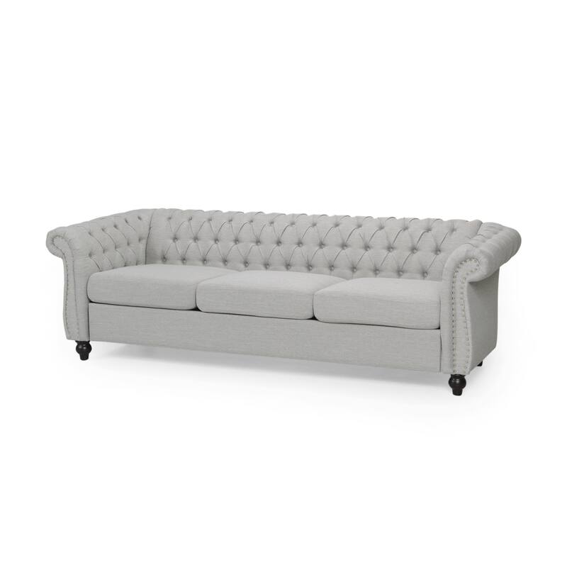 Roomfitters Modern Chesterfield 3-Seater Sofa, Tufted Upholstered Couch with Nailhead Trim and Deep Seating