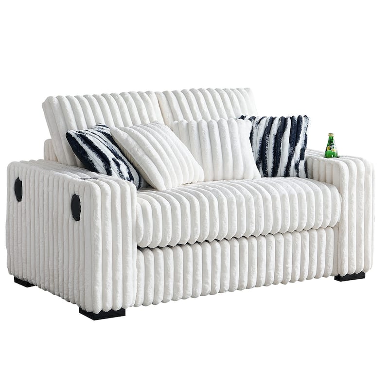 Loveseat Recliner Sofa, with Ottoman and Cushions, 4 Pillows Tufted Couch wCup Holder & Wireless Charger Lounge Couch
