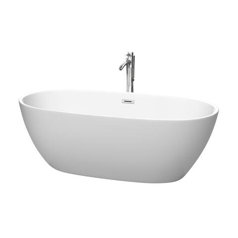 Wyndham Collection Juno 67-Inch Matte White Freestanding Tub w/ Faucet