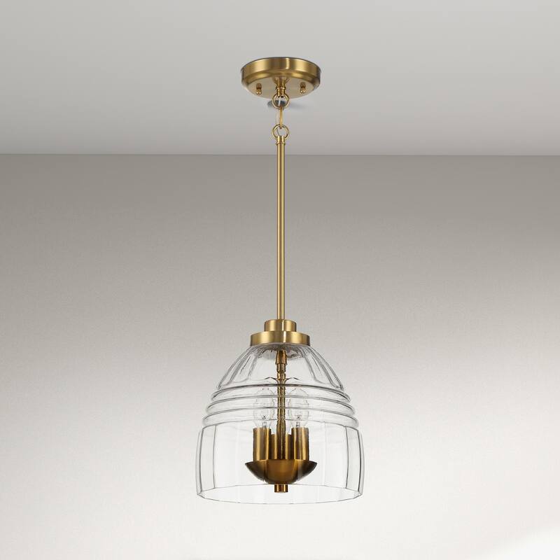Scartex 3-Light Chain Pendant with Clear Glass Shade - Gold