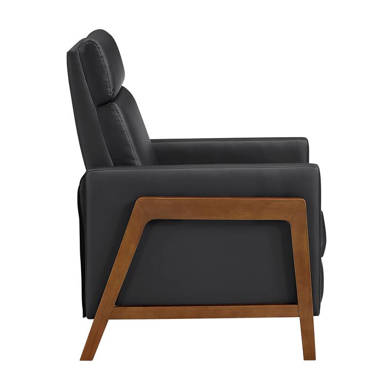 Enzo 29" Faux Leather Push Back Recliner with Exposed Wood Frame