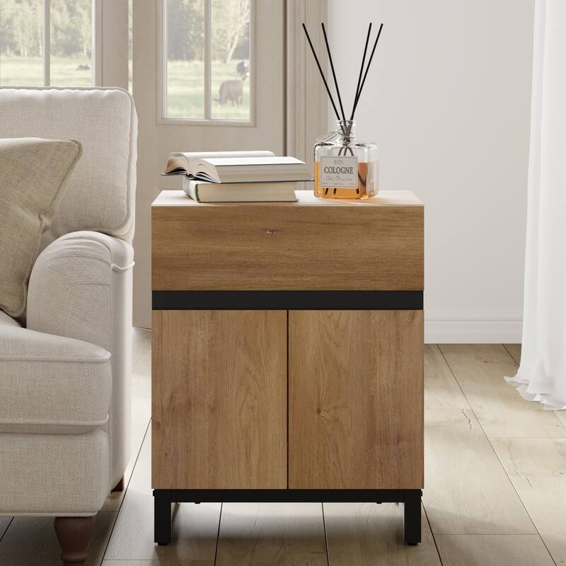 WAMPAT Modern End Table, Farmhouse Sofa Table, Wood Rustic Side End Table for Living Room, Nighstand for Bedroom