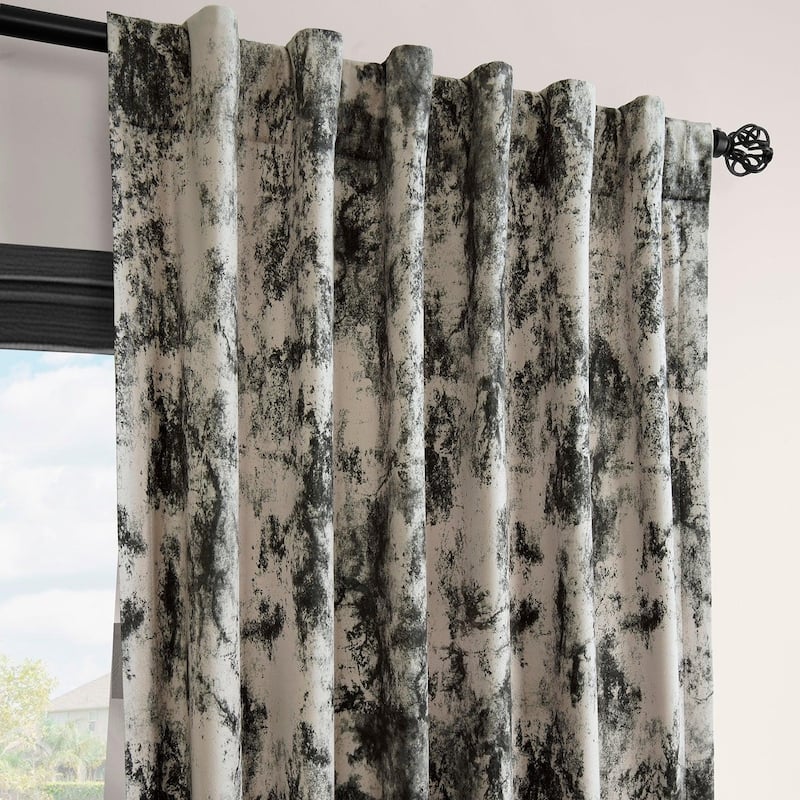 Exclusive Fabrics Inkblot Barcelona Velvet Curtain (1 Panel) Room Darkening Curtains For Bedroom & Living Room Curtains