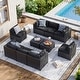 preview thumbnail 75 of 179, AOXUN Fire Pit Conversation Set Rattan Sofa Set Outdoor Furniture With Cushions Black-Black - 10-Piece