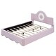 preview thumbnail 6 of 24, Twin/Full Size Upholstered Platform Bed with LED Headboard, Cute Kids Bed Frame Pink Floor Bed