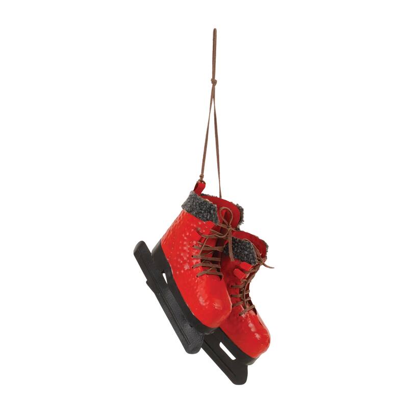 Red Metal Ice Skates 14 Inch Holiday Decor for Mantle or Shelf - 10.25” x 5” x 14.25”
