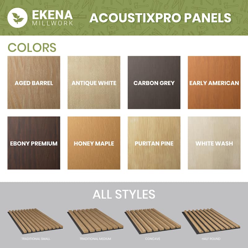 AcoustixPro Noise Cancelling Concave Small Slat Wall Panel (2 Pack)