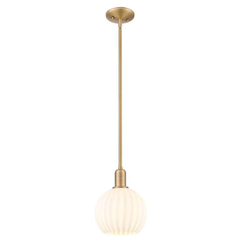 Innovations Lighting Endless Possibilities Arcadia - White Venetian - 1 Light 8" Stem Hung Mini Pendant - Brushed Brass